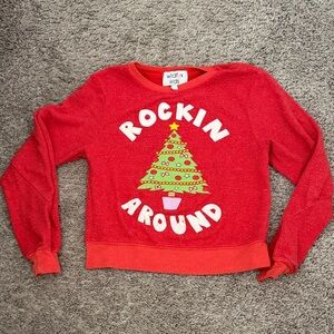 Wildfox Kids Red Christmas Sweatshirt with Graphic Tree and 'Rockin Around' 4